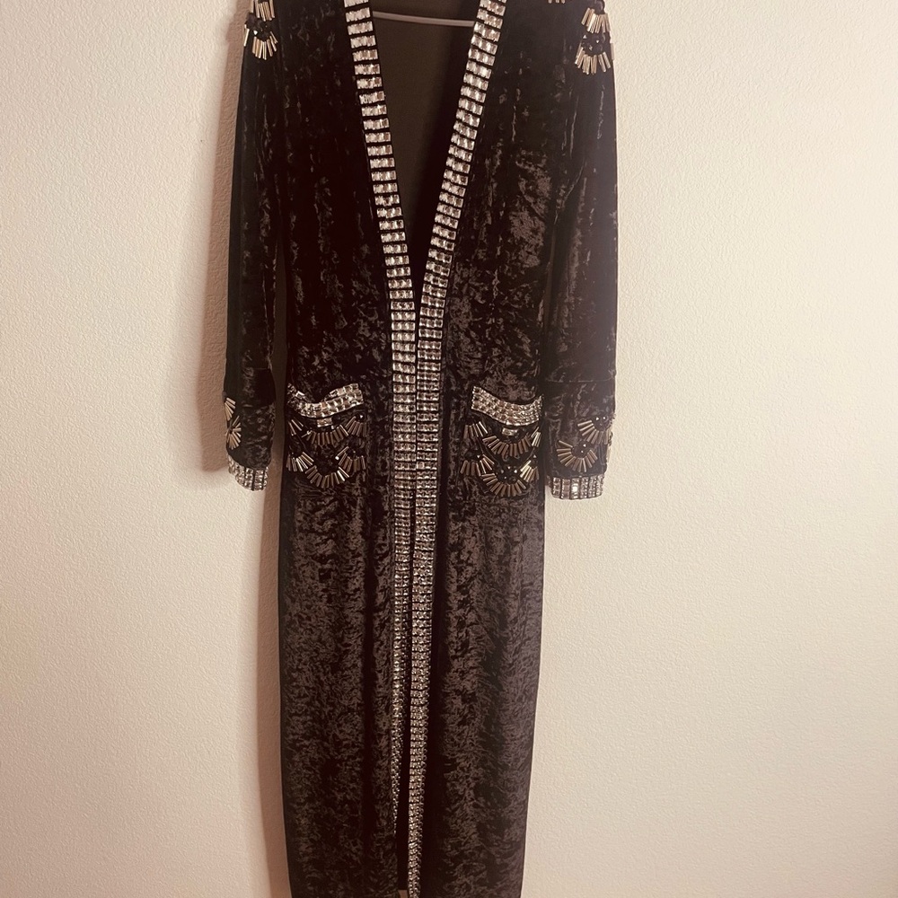 Elegant Black Maxi Dress with Silver Accents